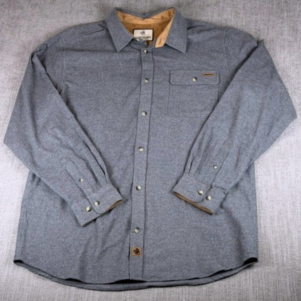 Legendary Whitetails Buck Camp Gray Flannel Shirt Mens XLT Corduroy POLW-8070